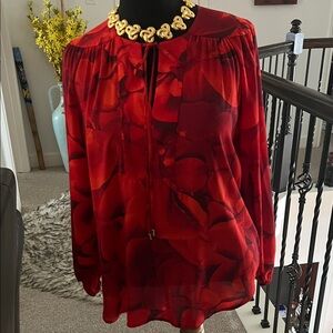 Elegant Red Floral Women's Top by 7th Avenue.